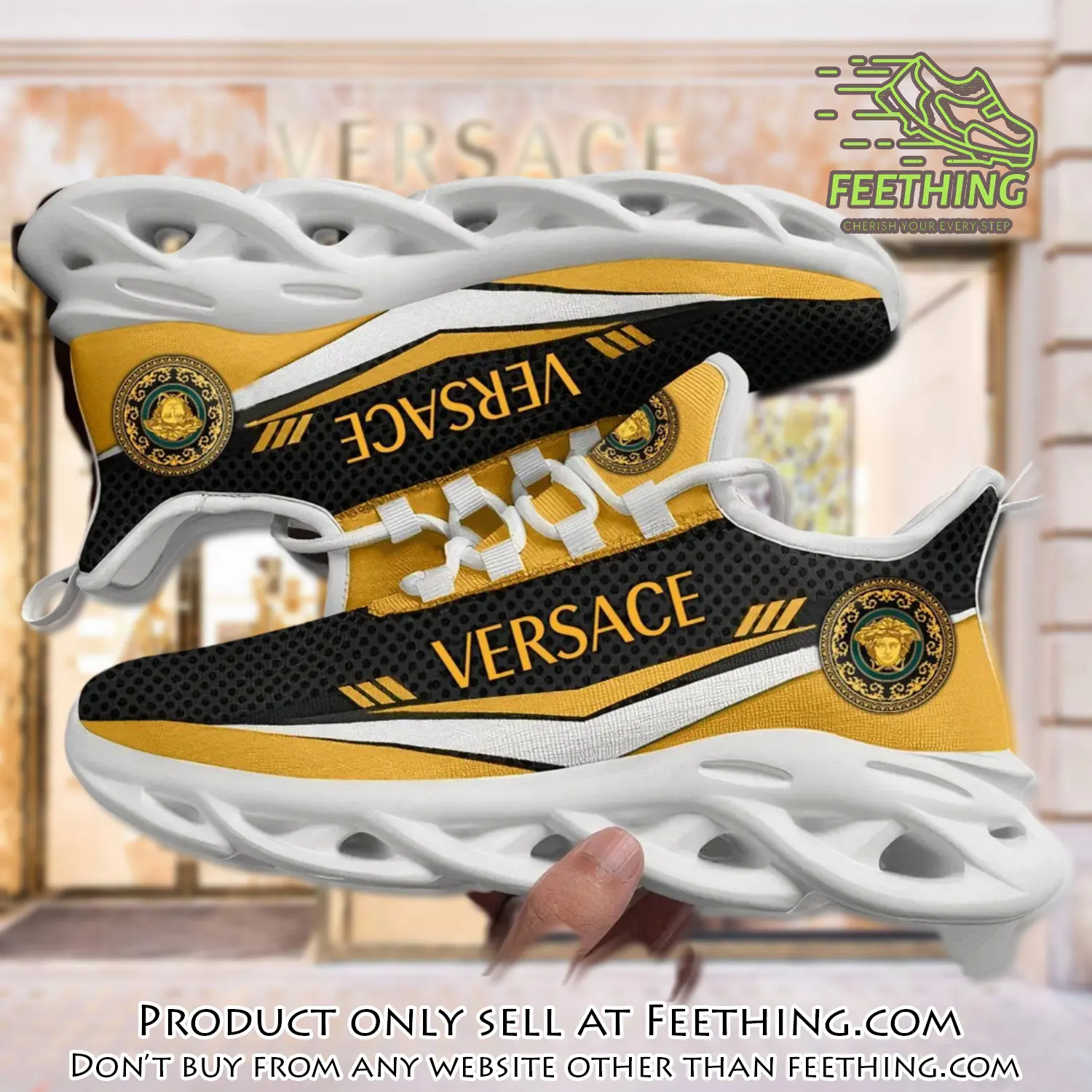 Versace medusa yellow max soul shoes luxury brand gifts for men women ft4400183